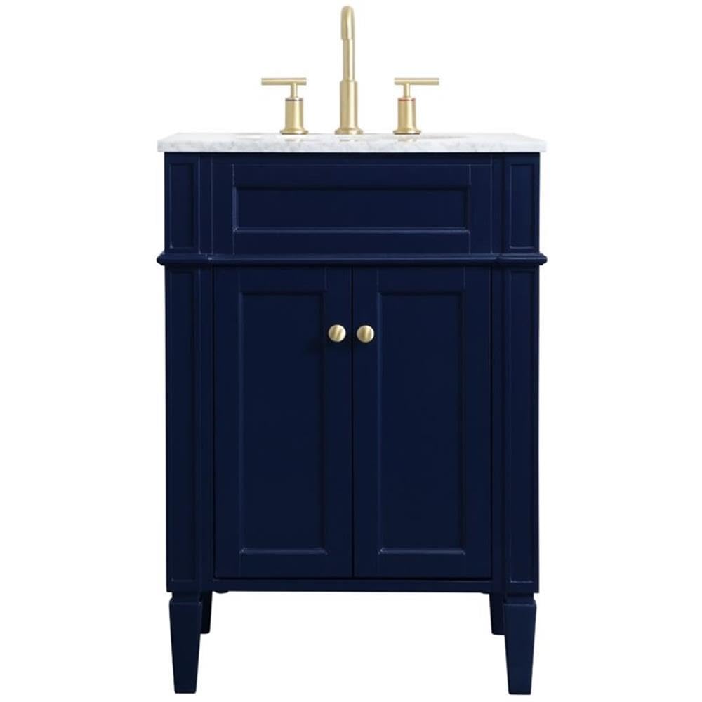 24 Inch Single Bathroom Vanity in Blue by Elegant Decor – 24" - Single, Wood, Blue,gold, Model VF12524BL