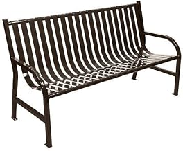 Slatted Metal Bench, Brown, 5'L