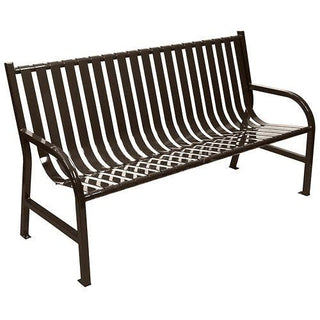 Slatted Metal Bench by Witt Industries – 62"L x 24"W x 34"H, Alloy Steel, Brown, Model M5-BCHBN