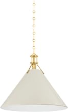 Hudson Valley Lighting MDS352L-AGB/OW Painted No. 2-1 Light Pendant - 17.5 Inches Tall and 21 Inches Wide - Aged Brass/Off-White
