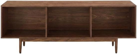 Furnifact White Large Record Player Stand with Vinyl Storage, Stylish Console for Audio Equipment, Durable Construction, Modern Design