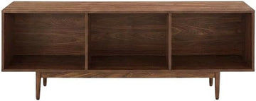 Furnifact White Large Record Player Stand with Vinyl Storage, Stylish Console for Audio Equipment, Durable Construction, Modern Design