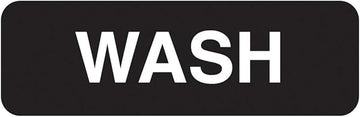 Traex 4526 Black 3 x 9 WASH Symbol Sign with White Letters"
