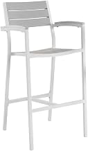 Gray Outdoor Bar Stool Set of 2, Stylish Patio Seating, Weather-Resistant Material, Comfortable Armrest, 20W X 23.5D X 43.5H Inches