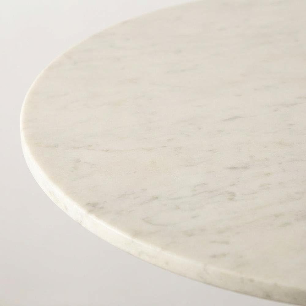 White Emslie III 30-Inch Round Dining Table with Marble Top and Black Metal Base by Starlight Canyon Home – Marble, White