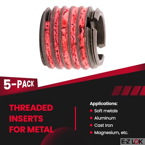 E-Z LOK M12-1.75 Internal Threads, 3/4-10 External Threads, 16.66 mm Length / 21/32" / Red Thread Locking Inserts