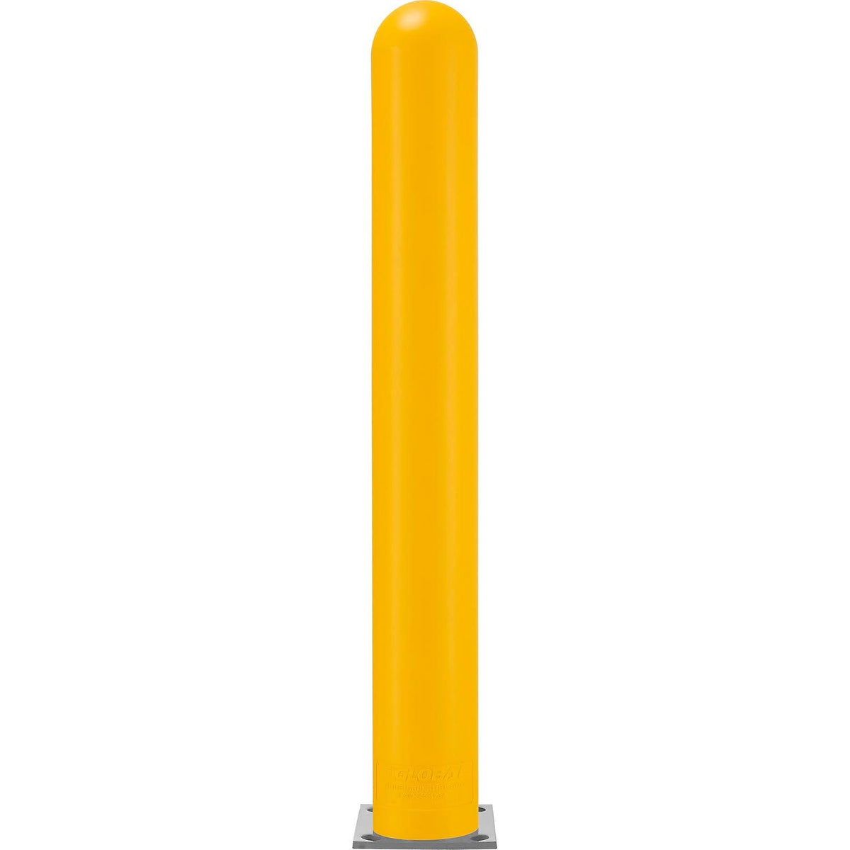 60"H Smooth Bollard Post Sleeve with Dome Top by Global Industrial – 56"L x 7"W x 60"H, HD Polyethylene, Yellow, Model BOL6YL
