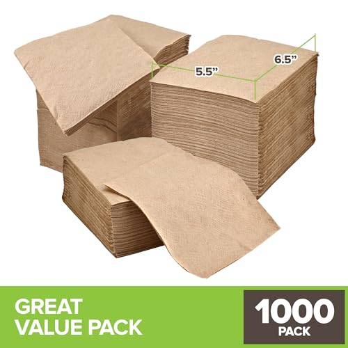 Stock Your Home 1000 / 5.5 inches x 6.5 inches / brown Disposable Napkins