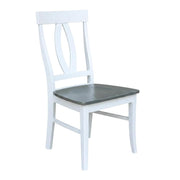Solid Wood Dining Chair Set of Two with Hardwood Frame by Furnifact – Wood, White and Heather Gray, Pack of 2