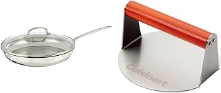 Cuisinart 12‑Inch Chef’s Classic Skillet with Glass Cover & 6″ Stainless Steel Smash Burger Press Bundle