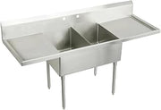 Elkay WNSF8254LR2 Commercial 105" x 27-1/2" Two Basin Scullery Sink with Drainboard 2 Holes