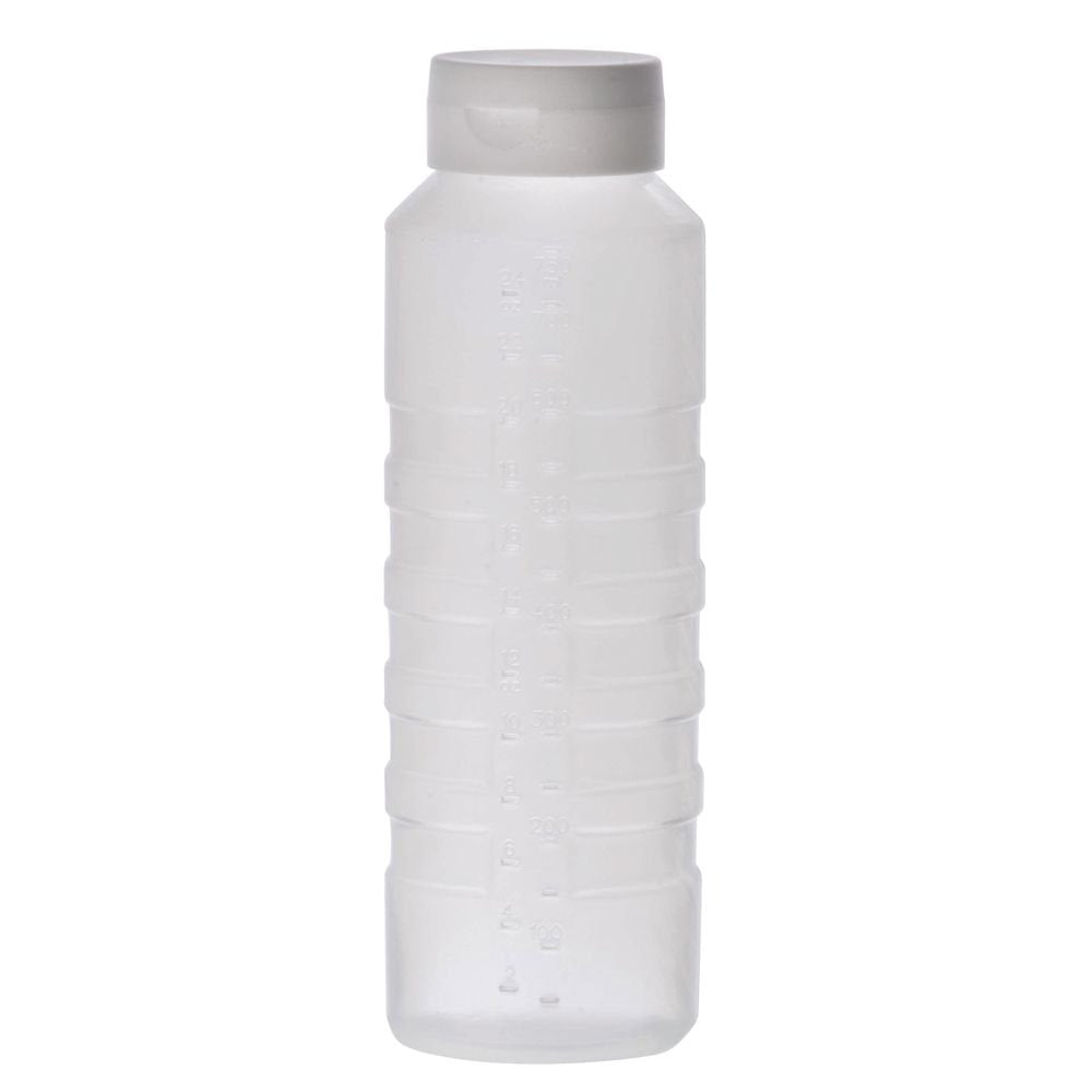 24 oz Clear Plastic Squeeze Bottle with White FLOWCUT Top by HUBERT – 24 Ounces, Plastic, Clear