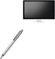 Stylus Pen Compatible with Contec CM-ME238P - DualTip Capacitive Stylus, Fiber Tip Disc Tip Capacitive Stylus Pen - Metallic Silver
