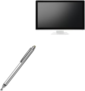 Stylus Pen Compatible with Contec CM-ME238P - DualTip Capacitive Stylus, Fiber Tip Disc Tip Capacitive Stylus Pen - Metallic Silver
