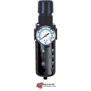Tri-Star Filter/Regulator by Arrow Pneumatics – 2.66"L x 2.66"W x 9.75"H, Zinc/ Poly Bowl, Black, Model B752G