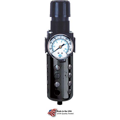 Tri-Star Filter/Regulator by Arrow Pneumatics – 2.66"L x 2.66"W x 9.75"H, Zinc/ Poly Bowl, Black, Model B752G