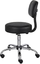Caressoft Medical Task Stool with Back Cushion, Dual-Wheel Casters Chrome Base Adjustable Height Dental Lab Stool for Clinics
