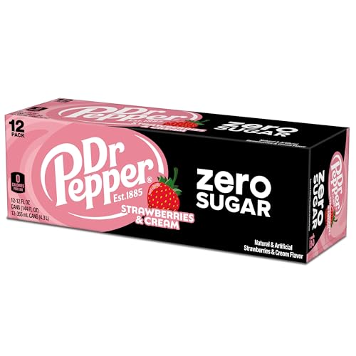 Dr Pepper Zero Sugar Strawberries and Cream / 12 FL Oz (Pack of 12) / 1 Soft Drinks