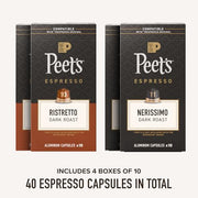 Peet's Coffee Dark Roast Variety Pack / 10 Count (Pack of 4) / Dark Roast Variety Pack - 40 Capsules Coffee Gifts
