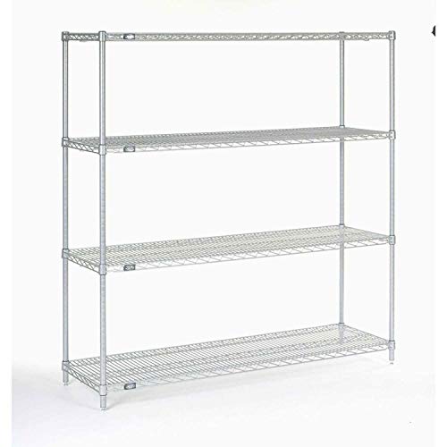 5 Tier Silver Epoxy Wire Shelving Starter Unit by Nexel – Plastic, Silver Epoxy, Model 18548EP5