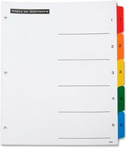 AbilityOne Table of Contents Dividers - 1-5 Numerical Tabs, Assorted Colors 7530-01-364-9489: SE, 5 Item(s)