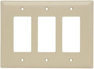 Legrand Pass & Seymour TPJ263I Trademaster Jumbo Oversized Unbreakable Nylon Wall Plate, 3 Gang, Three Decorator Rocker GFCI Cover, Ivory (1 Count)