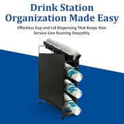 San Jamar 4 Positions / Side Panels / 3 Cup + 1 Lid / Black Food Dispensers