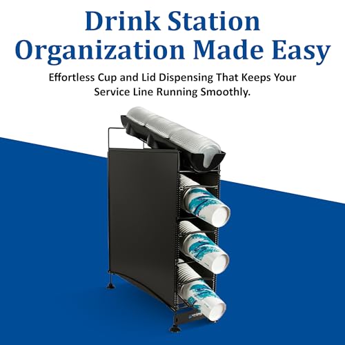 San Jamar 4 Positions / Side Panels / 3 Cup + 1 Lid / Black Food Dispensers
