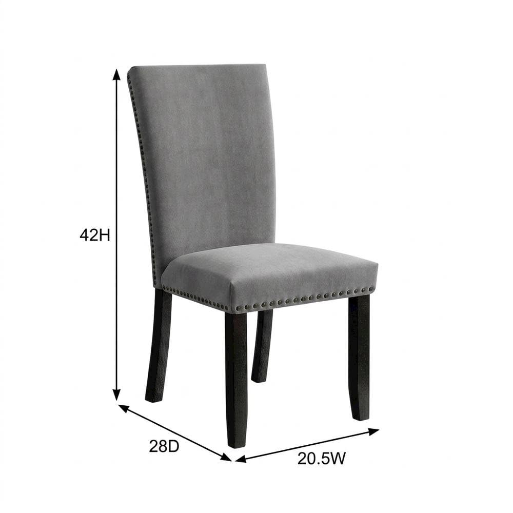 Doxon Light Grey Upholstered Side Chair Set of by Starlight Canyon Home – Flannelette, Solid Wood, Wood Veneer, Engineered Wood, Grey, Pack of 2