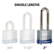 Master Lock Silver / 2" shackle / 1 Pack Keyed Padlocks