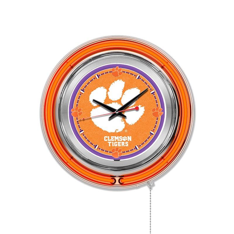 Holland Bar Stool Clk15Clmson Clock, 15" Diameter, Orange - Default Title
