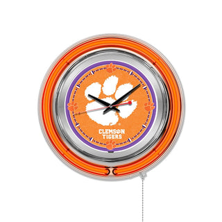 Holland Bar Stool Clk15Clmson Clock, 15" Diameter, Orange - Default Title
