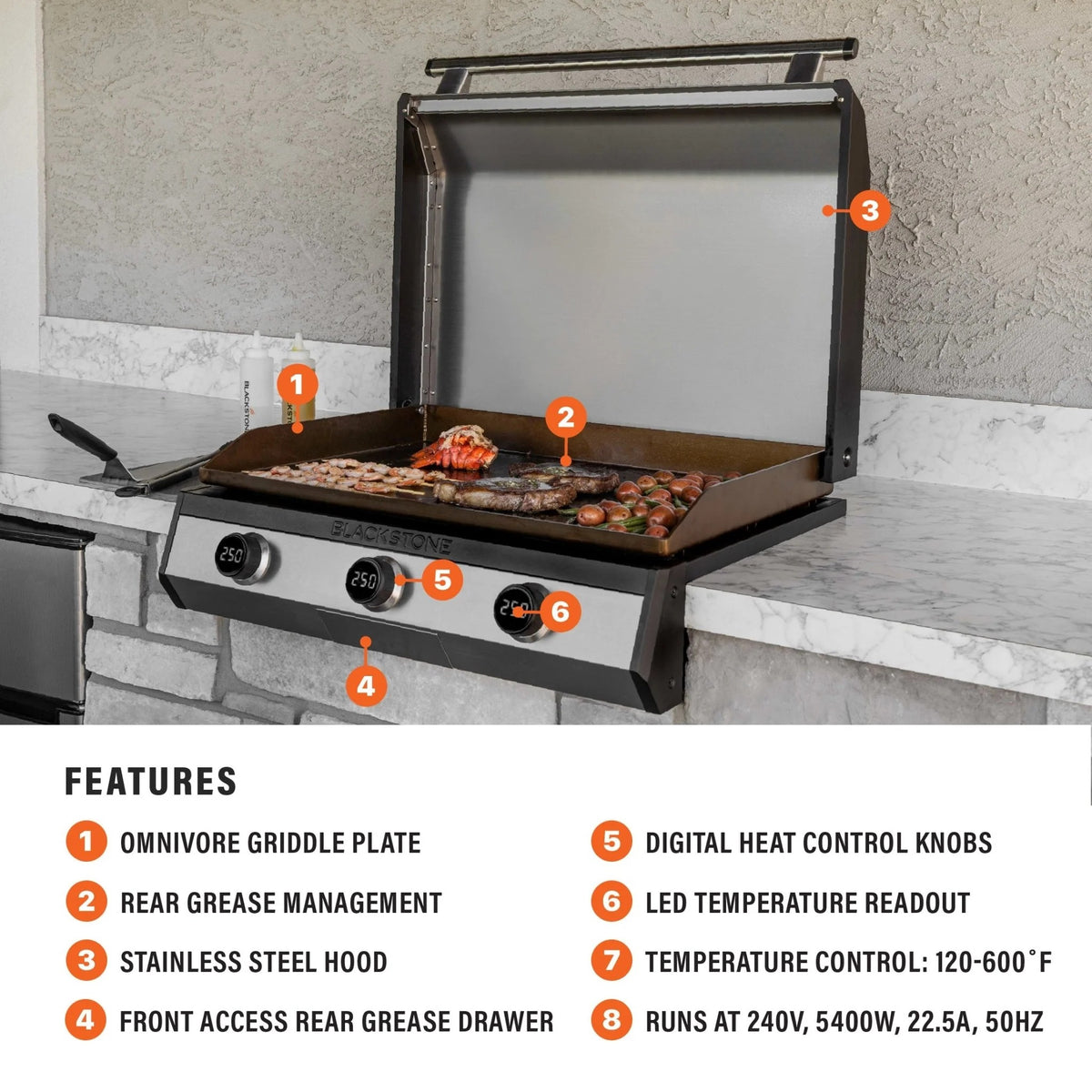 Blackstone 8010 Steel Griddle, 30 1/2" Wide, 240V - photo 3