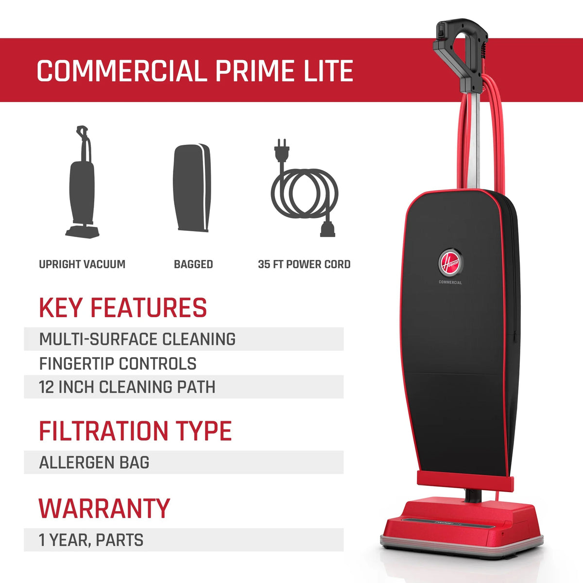 Hoover CH50300 Vacuum Cleaner, 14" x 6 3/4", 120V - photo 4