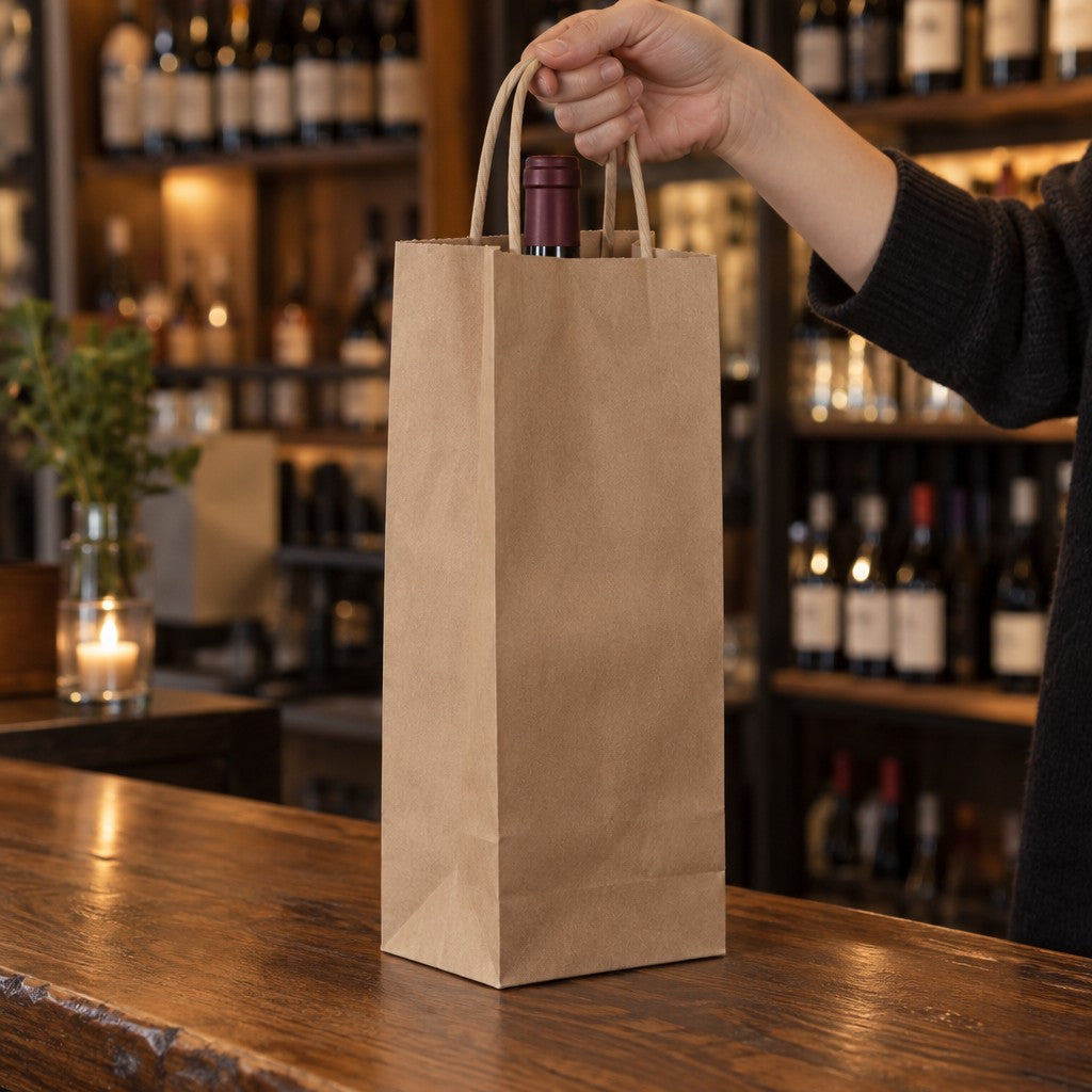 Choice Paper Bag, 5" Wide, Brown, 250/Case - in use