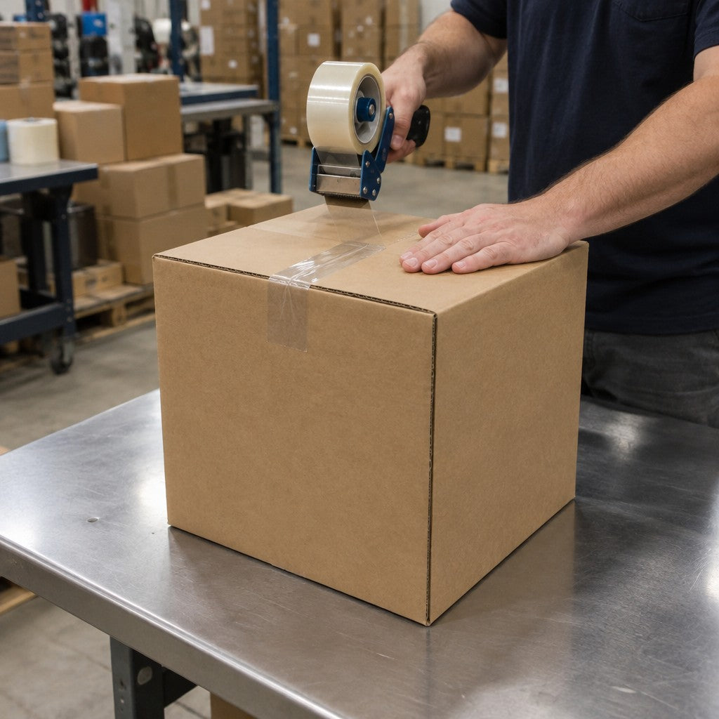 Lavex RSC Shipping Box, 14" x 14", Kraft - in use