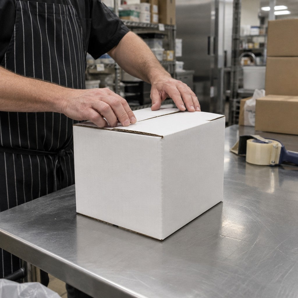 Lavex RSC Shipping Box, 10" x 12", White, 25/Case - in use