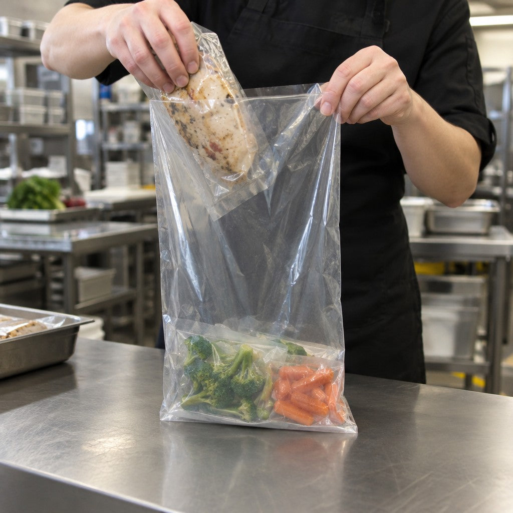 Lavex Polyethylene Bag, Clear - in use
