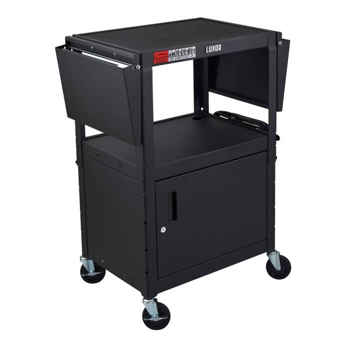Luxor AVJ42KBCDL Steel Cart, 18" x 24 - 46", 125V - Black
