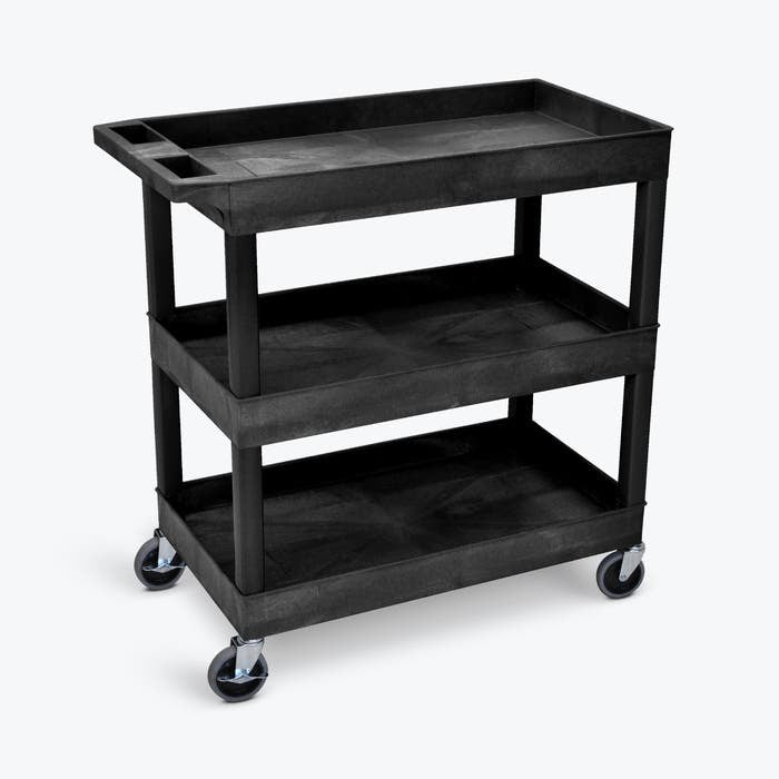 Luxor EC111HD Plastic Utility Cart, 18" Wide - Gray