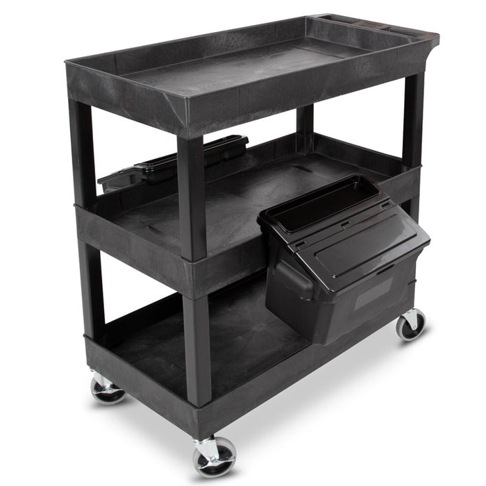 Luxor SEC111-B-OUTRIG Plastic Utility Cart, 18" x 35 1/4", Black - Default Title