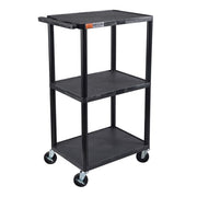 Luxor Plastic Utility Cart, 18" x 24", Black - UCPL2E-B