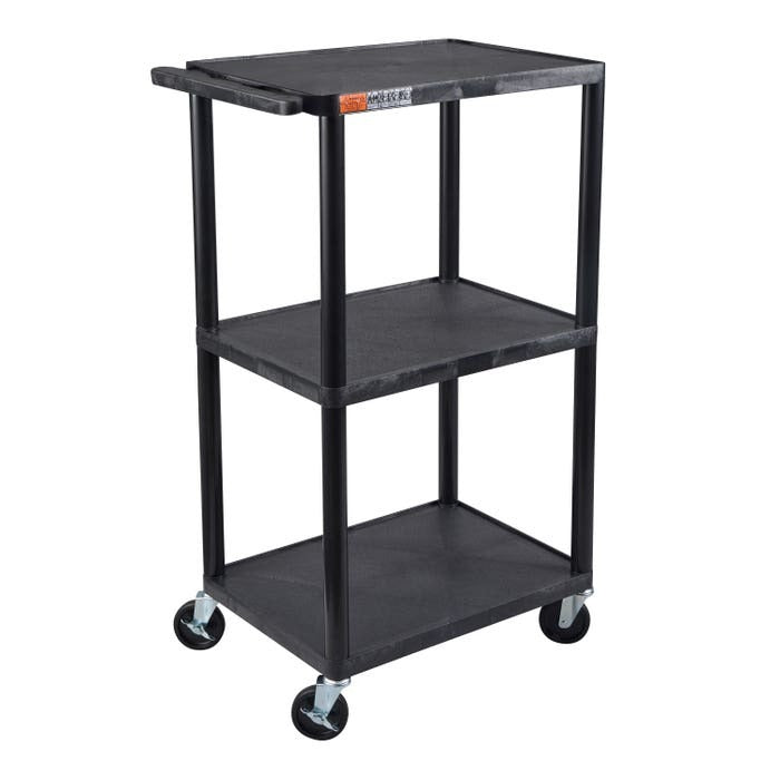 Luxor Plastic Utility Cart, 18" x 24", Black - UCPL2E-B