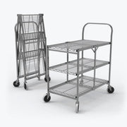 Luxor WSCC-3 Utility Cart, 19 1/2" x 33 3/4", Silver - Default Title