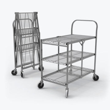 Luxor WSCC-3 Utility Cart, 19 1/2" x 33 3/4", Silver - Default Title