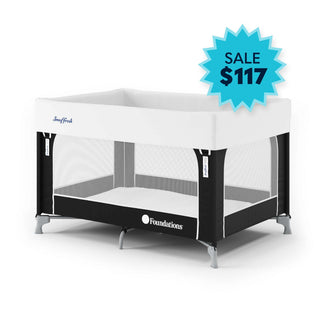 Foundations Worldwide Inc. Mesh Playard, Compact - Black White