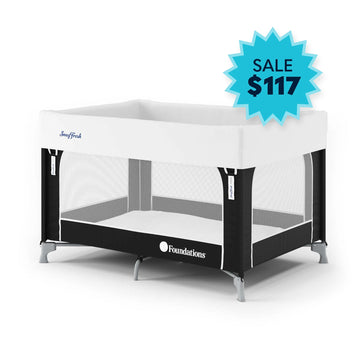 Foundations Worldwide Inc. Mesh Playard, Compact - Black White