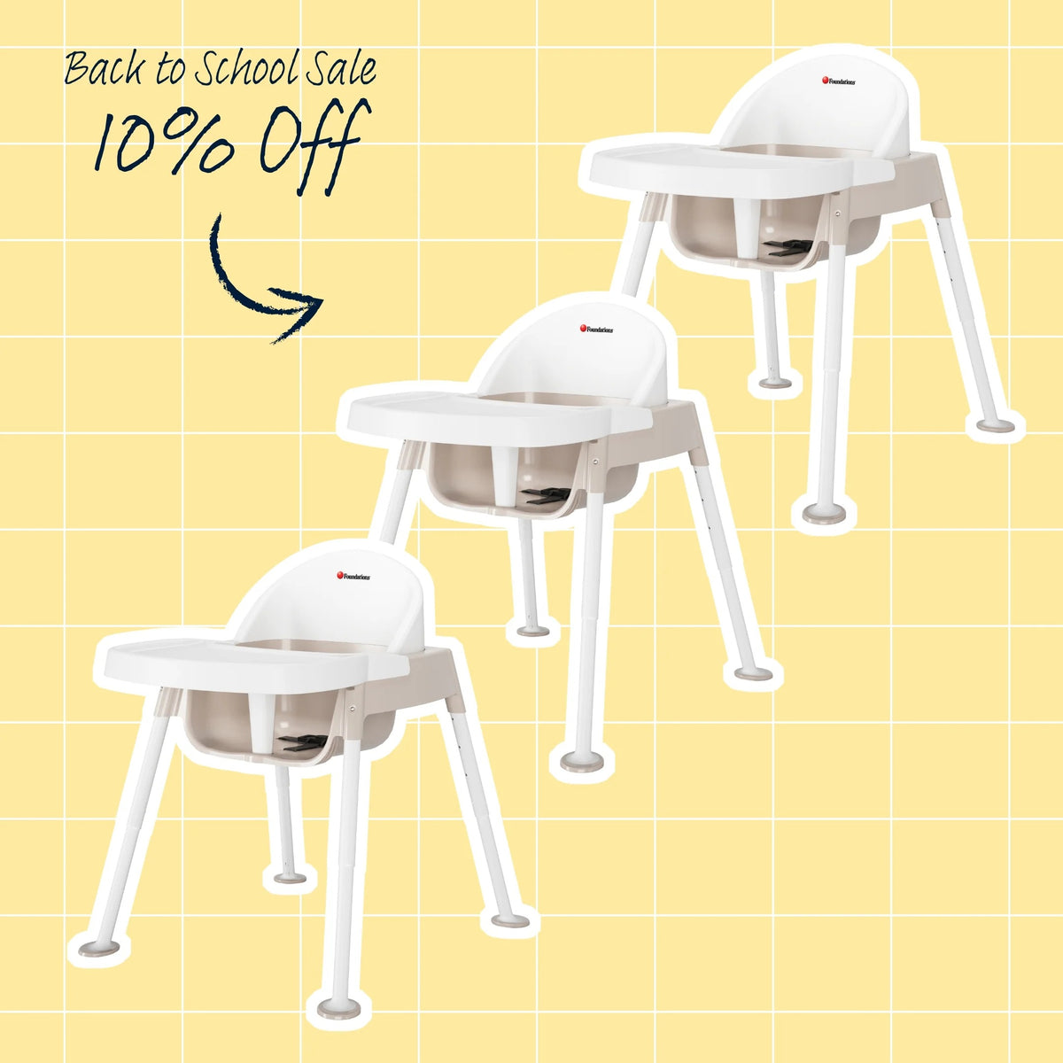 Foundations Worldwide Inc. Plastic Feeding Chair, 20" Wide, White - photo 3