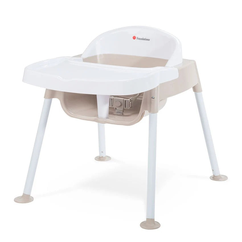 Foundations Worldwide Inc. Plastic Feeding Chair, 20" Wide, White - 11" Non-Slip