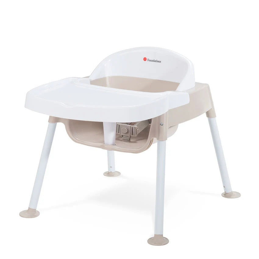 Foundations Worldwide Inc. Plastic Feeding Chair, 20" Wide, White - 9" No-Tip